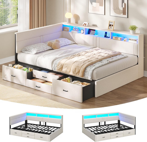 Double bed frame - bed, 4storage