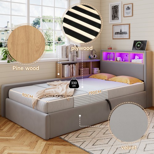 Upholstered bed 3ft single - bed,,