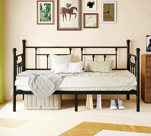 Black metal daybed - black, frame