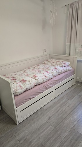 Double wooden day bed - wooden, with