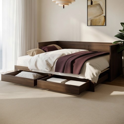 Double wooden day bed with - bed,