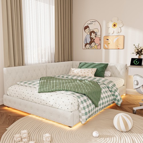 Upholstered corner daybed - upholstered, 4ft6