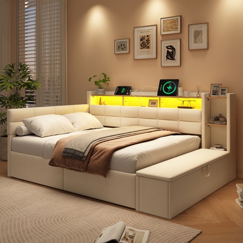 Double bed with storage - bed,