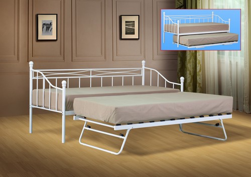 Single metal day bed - single, white