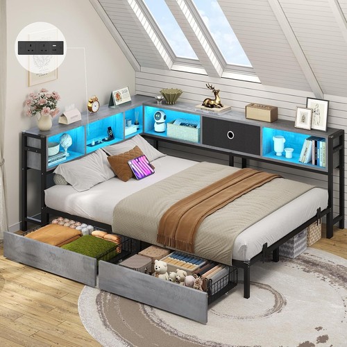 Double bed with storage - with,