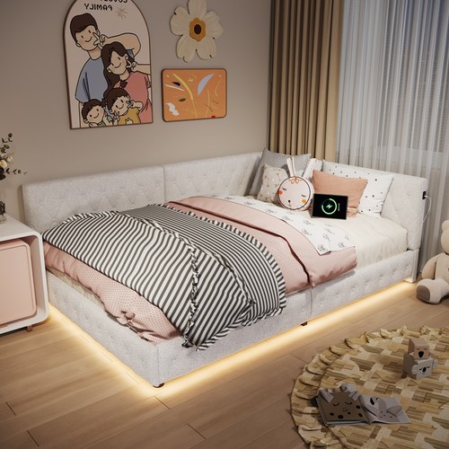 4ft6 upholstered corner daybed - 4ft6,